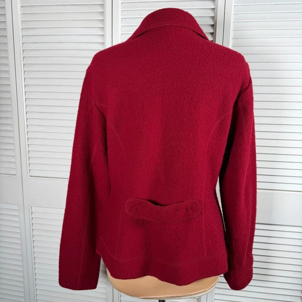 Ashley B Bernardo 100% Wool Zip Jacket Burgundy Red Size L - Picture 8 of 13